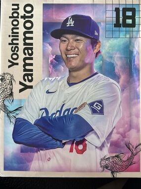 Los Angeles Dodgers Yoshinobu Yamamoto Poster - Blue & White